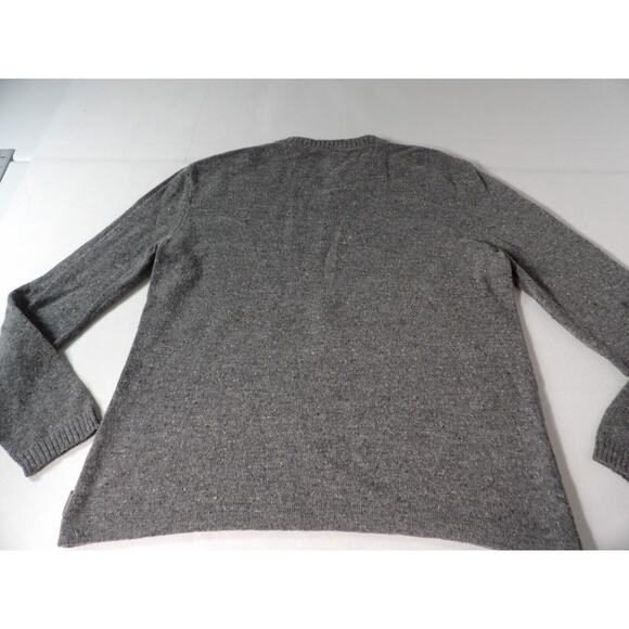 Woolrich Large Wool Sweater Gray V Neck Lambswool Gray Heather Fishermen Grandpa - Picture 9 of 11